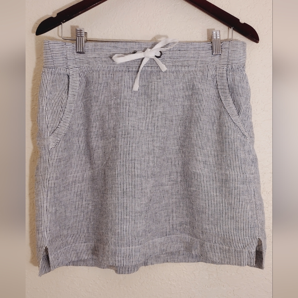 Athleta Linen Striped Skirt With Pockets - Picture 2 of 6